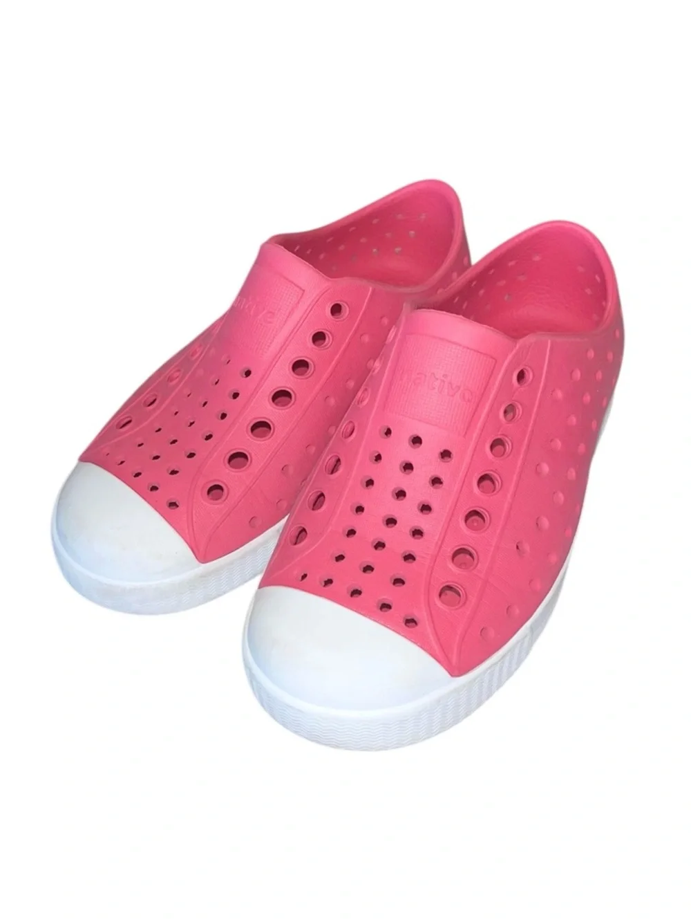 Native Jefferson Hollywood Pink/Shell White Cap Toe Shoe